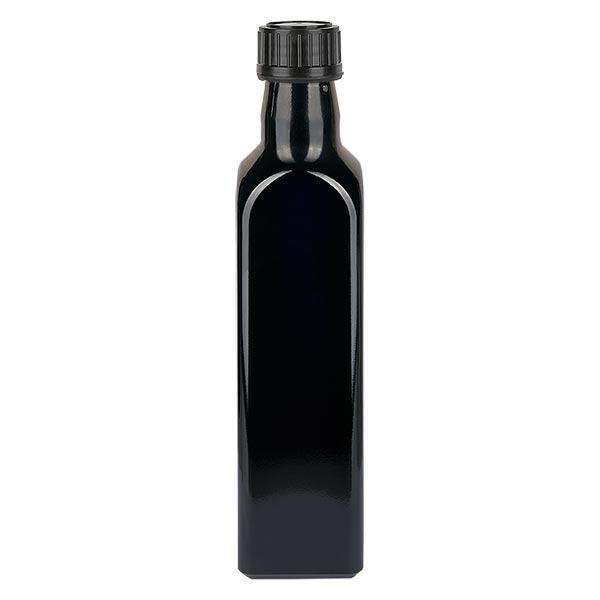 Oliefles, violetglas 250ml hoekig, UNI 31.5x24 Oliefles, violetglas 250ml hoekig, UNI 31.5x24