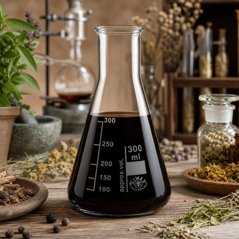 Erlenmeyer 300ml nauwe hals borosilicaat met afgeronde rand Erlenmeyer 300ml nauwe hals borosilicaat met afgeronde rand