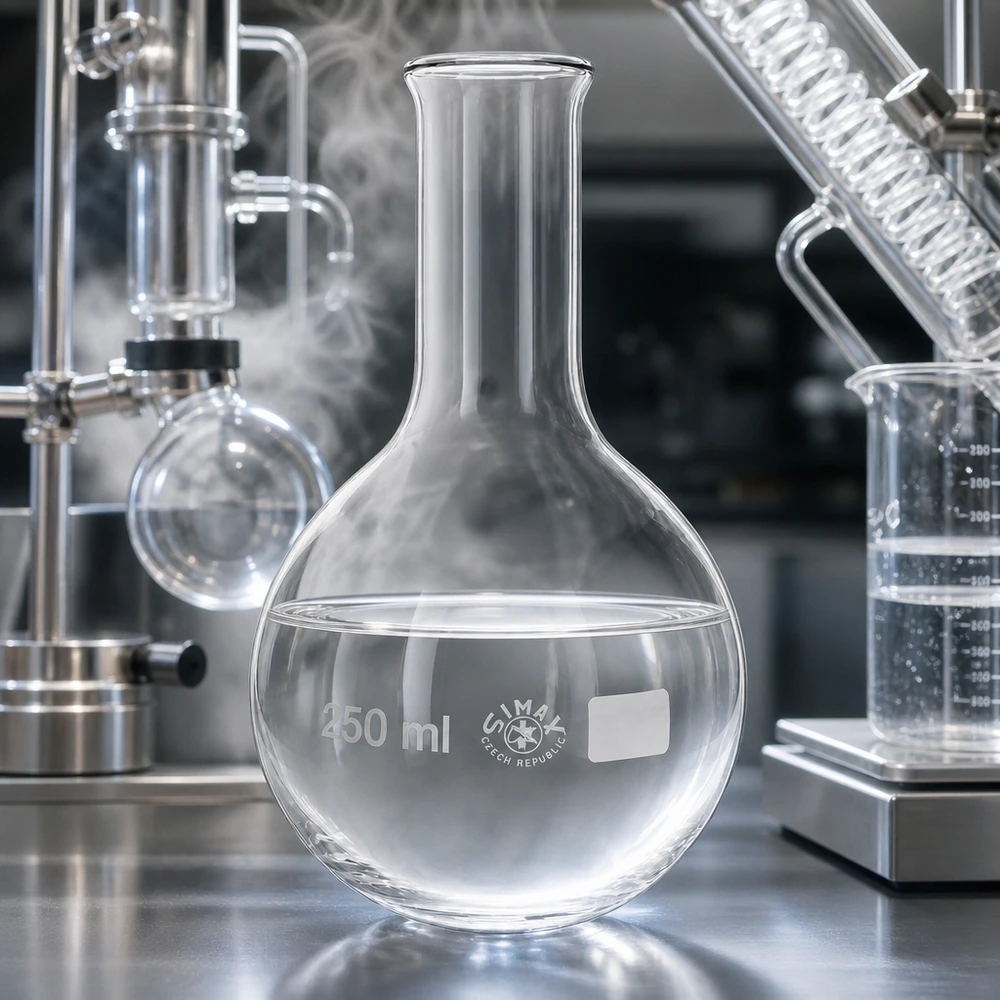 Platbodem kolf 250ml nauwe hals borosilicaat met afgeronde rand Transparante glazen precisiekolf van 250 ml met volumemarkeringen voor metingen