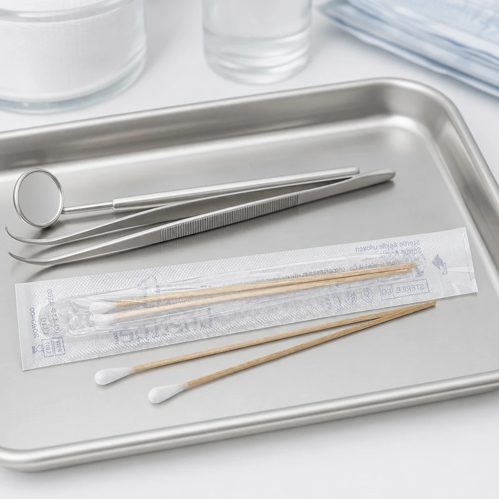 Wattenstaafjes STERIEL 1 paar Steriele wattenstaafjes, EO-gesteriliseerd in blisterverpakking voor medisch gebruik