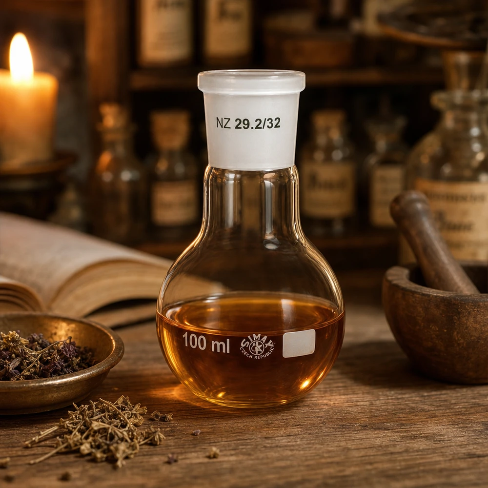 Platbodem kolf 100ml wijde hals borosilicaat met slijpstuk 29/32 Ergonomische staande kolf van 100 ml met praktische NS 29/32-aansluiting voor laboratoriumopstellingen