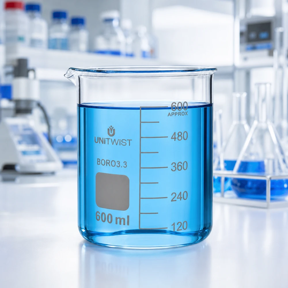 Stevig maatglas van 600 ml, borosilicaatglas 3.3, met schaalverdeling tot 600 ml van UNiTWIST
