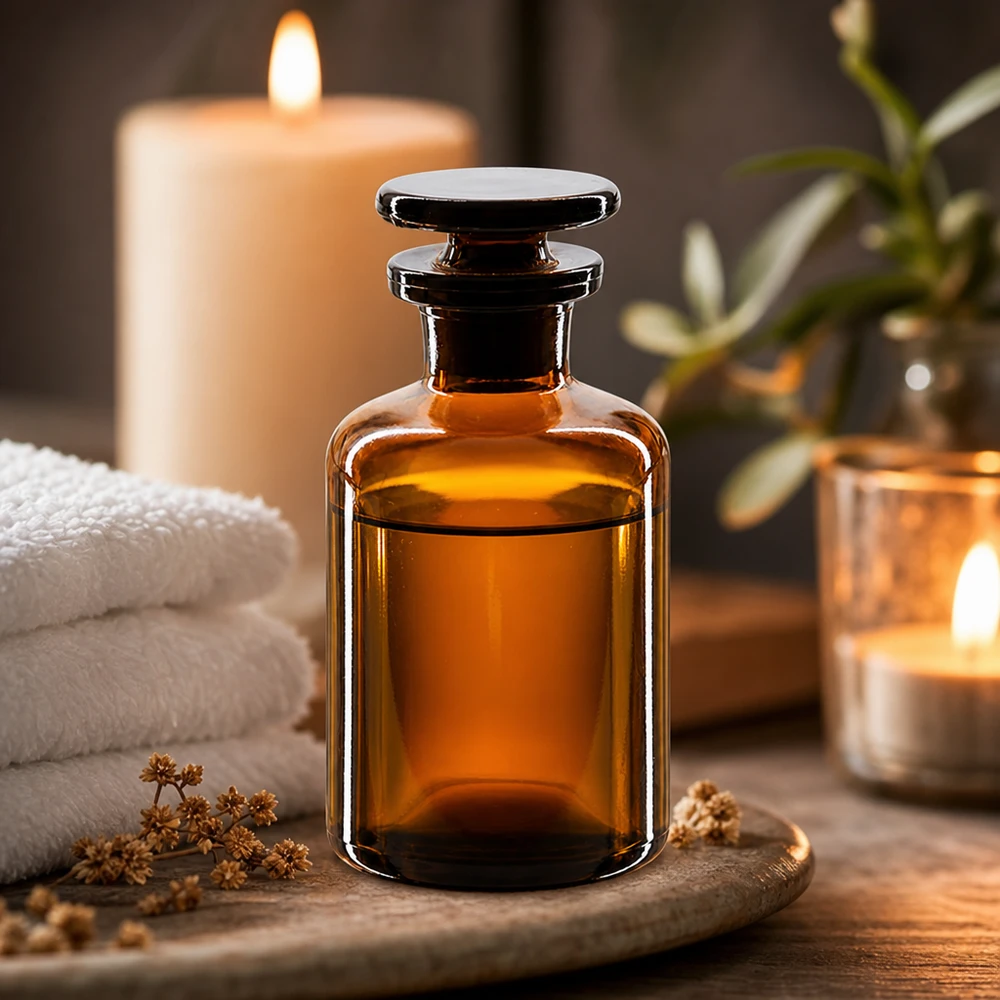 Apothekersfles 50 ml nauwe hals bruin glas incl. glazen stop Lichtbestendige fles 50 ml, ronde schouders, bruin glas, smalle hals, voor tincturen en extracten