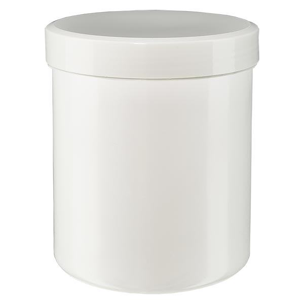 Zalfpot 800 g wit met schroefdeksel wit (PP)