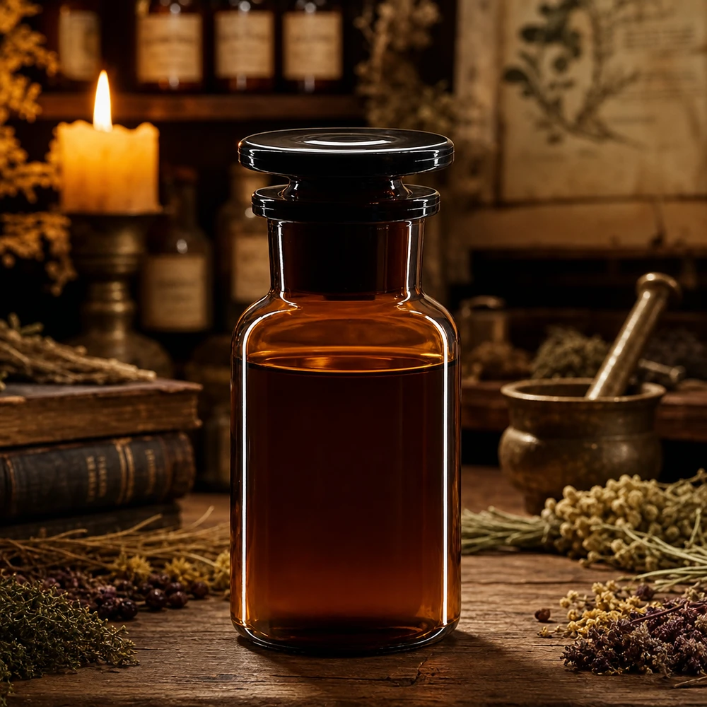 Apothekersfles 100 ml wijde hals bruin glas incl. glazen stop Vintage apothekersfles, bruin, 100 ml, met brede hals en glazen dop