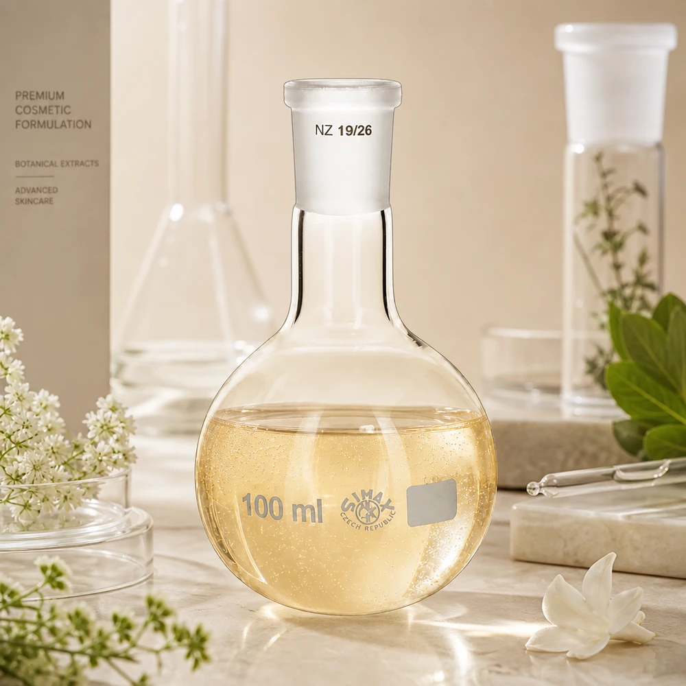Platbodem kolf 100ml nauwe hals borosilicaat met slijpstuk 19/26 Rondbodemkolf voor laboratoriumtoepassingen - 100 ml inhoud met universeel standaard geslepen verbindingssysteem