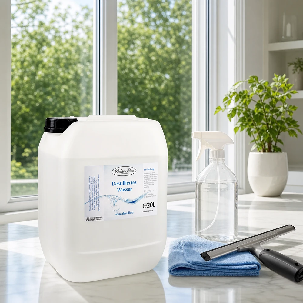 20 liter gedestilleerd water - Aqua dest in blanke premium jerrycan van Doktor Klaus Gedestilleerd water 20L Doktor-Klaus met praktische draaggreep voor gemakkelijk transport