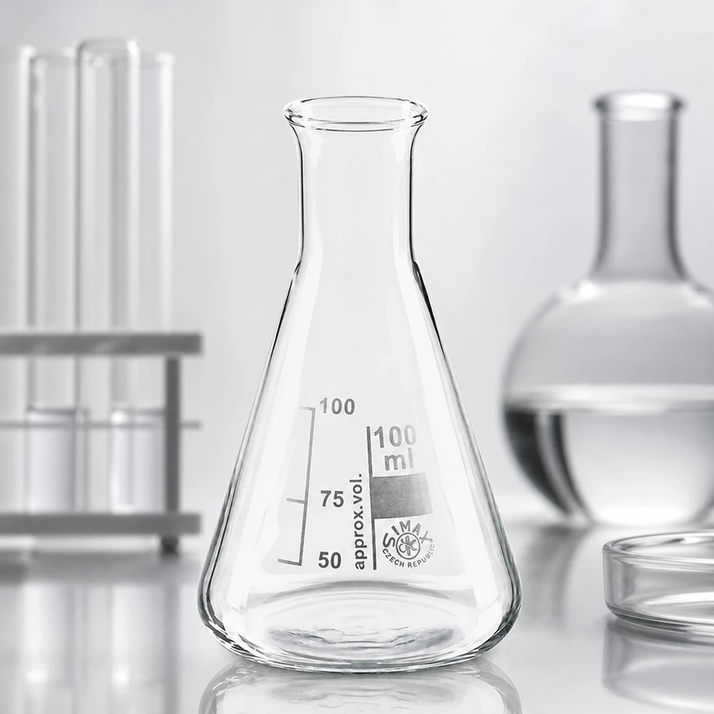 Erlenmeyer 100ml nauwe hals borosilicaat met afgeronde rand Erlenmeyer met maatverdeling 100 ml met stabiele bodem en smalle tuit voor veilig gebruik