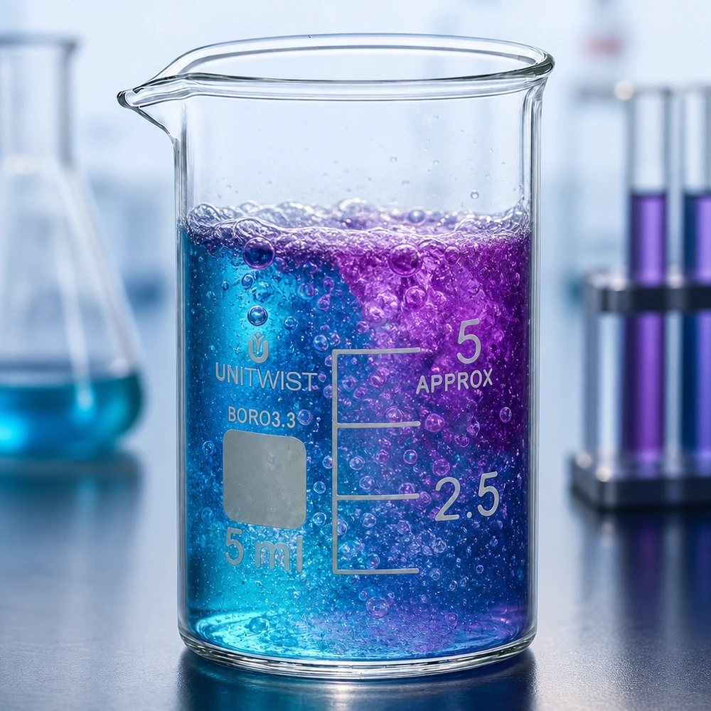 Beker 5ml borosilicaat, lage vorm UNiTWIST UNiTWIST microbekerglas 5 ml, borosilicaatglas, met bruisende oplossing en schaalverdeling APPROX