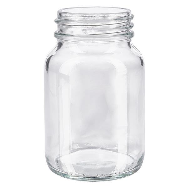 Fles met wijde hals 250 ml helder glas met DIN 55 opening zonder sluiting Fles met wijde hals 250 ml helder glas met DIN 55 opening zonder sluiting