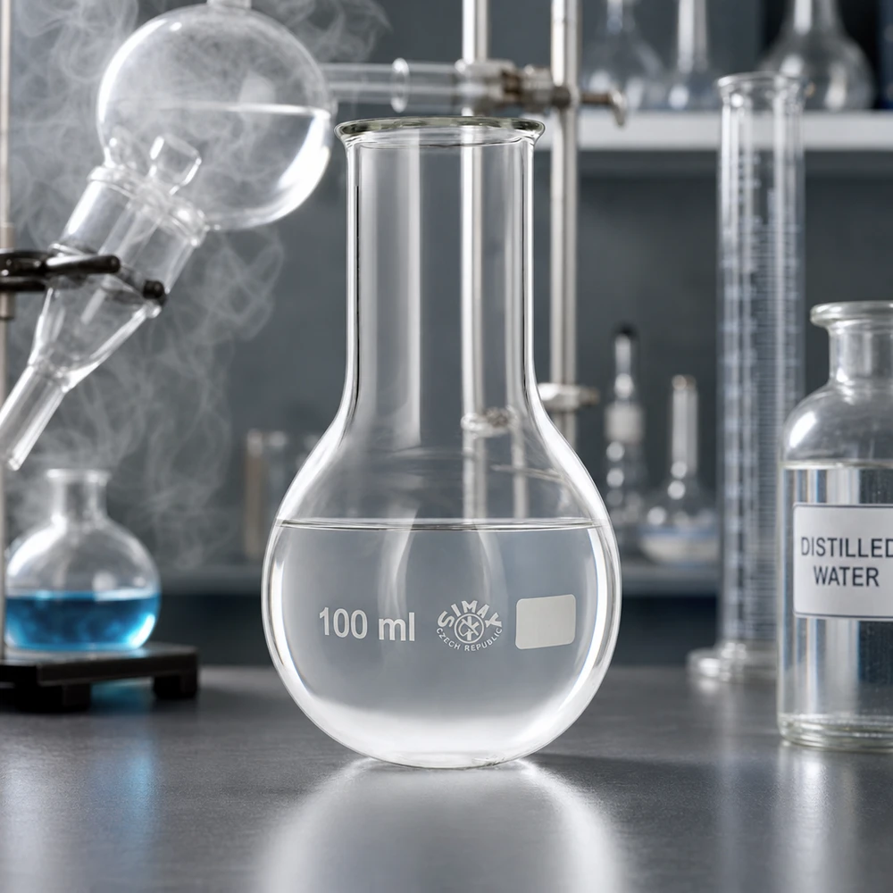 Platbodem kolf 100ml wijde hals borosilicaat met afgeronde rand 100 ml rondbodemkolf met glad glazen oppervlak voor optimale reiniging en sterilisatie