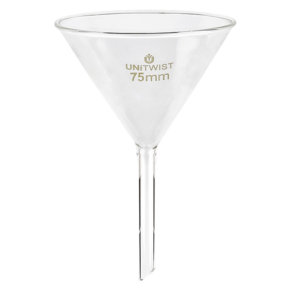 Glazen trechter ø75mm borosilicaat UNiTWIST