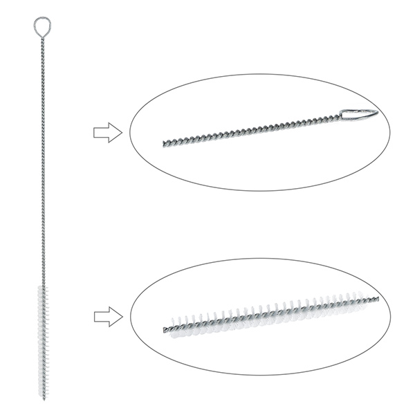 Reinigingsborstel rond maat L met oogje ⌀8mm. Ideaal voor het schoonmaken van pipetten en trechters. Gemaakt van nylon haren. 27cm totale lengte. Reinigingsborstel rond maat L met oogje ⌀8mm. Ideaal voor het schoonmaken van pipetten en trechters. Gemaakt van nylon haren. 27cm totale lengte.