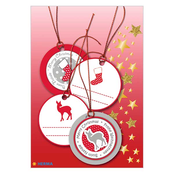Hanger "Fawn rood" (4 stuks) met 3D glitter Hanger "Fawn rood" (4 stuks) met 3D glitter