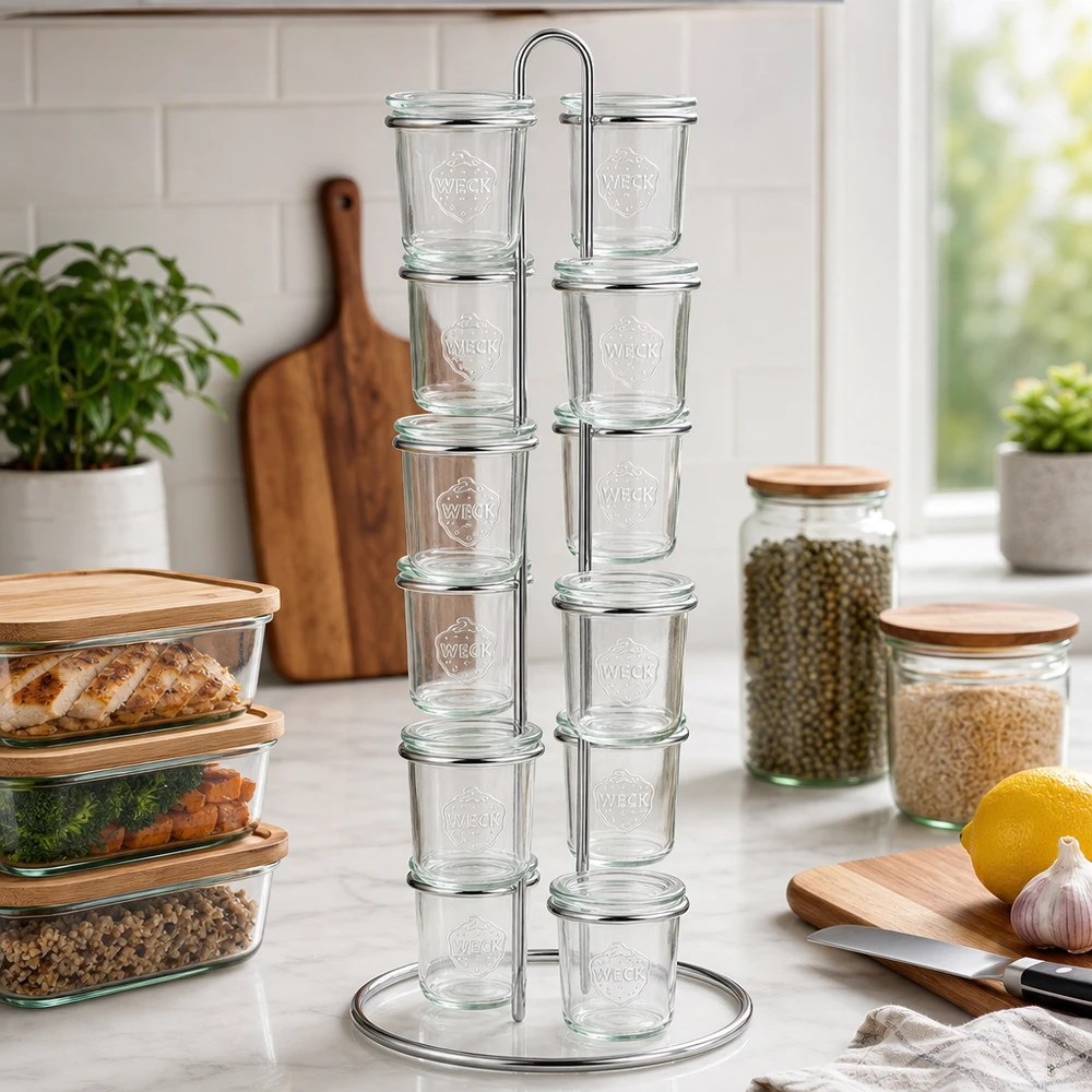 Serveerrek Vertico12 voor 12 WECK stortglas Serveerrek Vertico12 voor 12 WECK stortglas