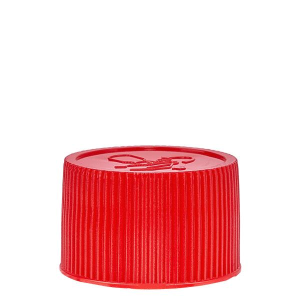 Schroefsluiting 25 mm rood PP met kinderslot Schroefsluiting 25 mm rood PP met kinderslot