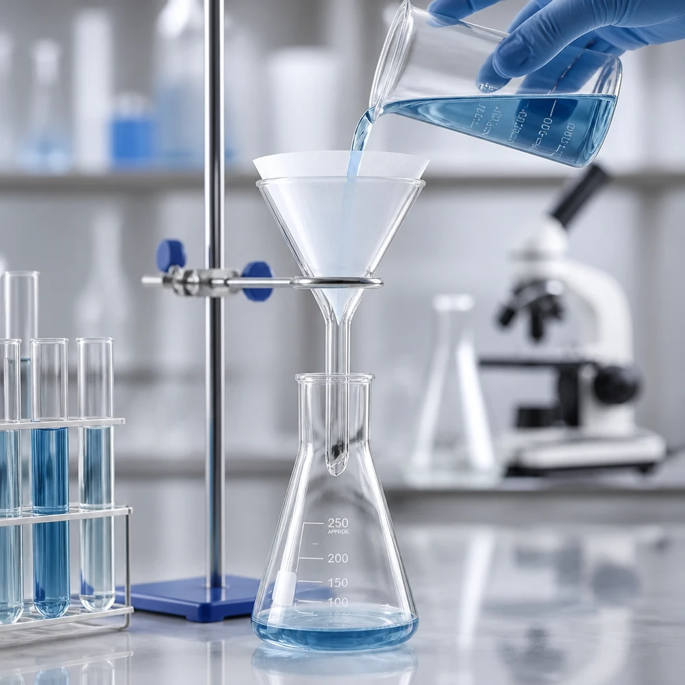 Glazen trechter Ø 35mm - kalk-soda-glas - 60° hoek Trechter met korte steel van soda lime glas voor het nauwkeurig decanteren van vloeistoffen in het laboratorium