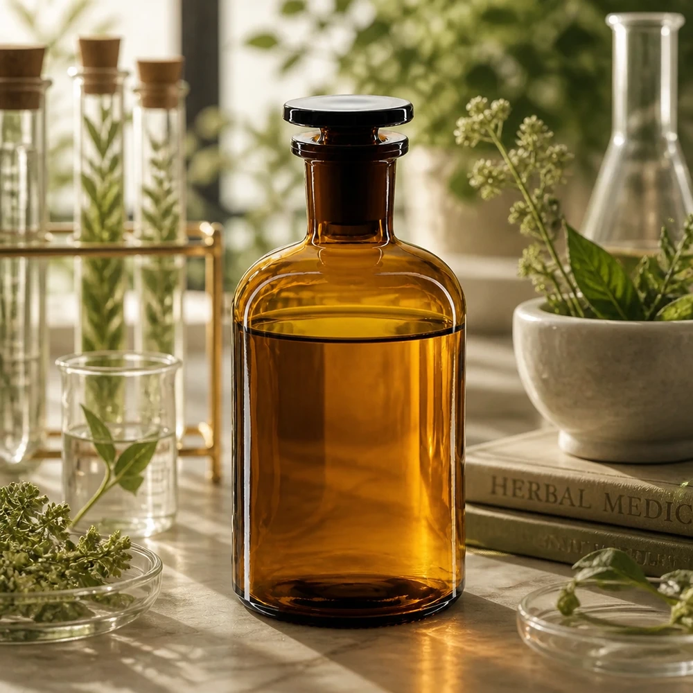 Apothekersfles 250 ml nauwe hals bruin glas incl. glazen stop Medicijnfles 250 ml, bruin, smalle hals, UV-bescherming, glazen dop voor gevoelige stoffen