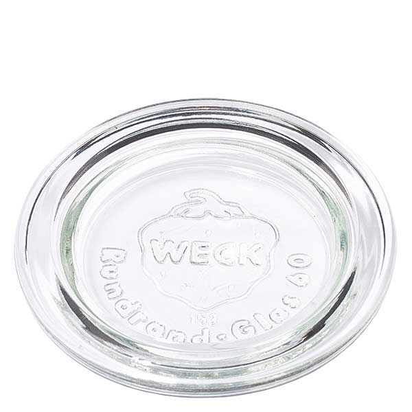 WECK glazen deksel RR60 WECK glazen deksel RR60 rond transparant met reliëflogo voor inmaak- en weckpotten