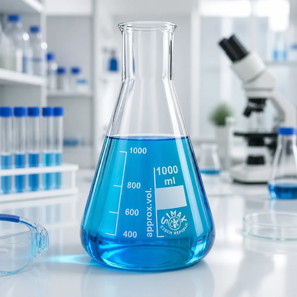 Erlenmeyer 300ml wijde hals borosilicaat met afgeronde rand Erlenmeyer 300ml wijde hals borosilicaat met afgeronde rand