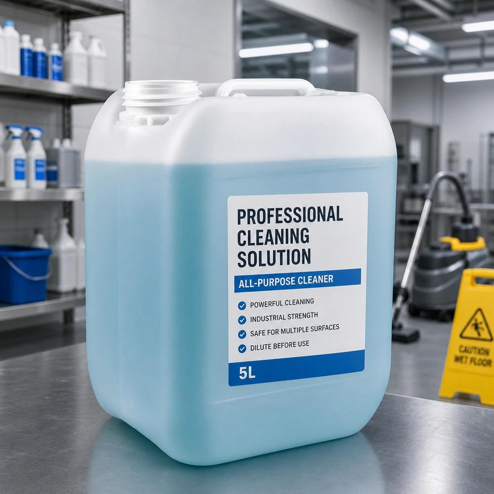 5l jerrycan, UN-toelating, zonder schroefsluiting Stevige jerrycan van 5 liter zonder dop, met geïntegreerd handvat, voor professionele schoonmaakmiddelen
