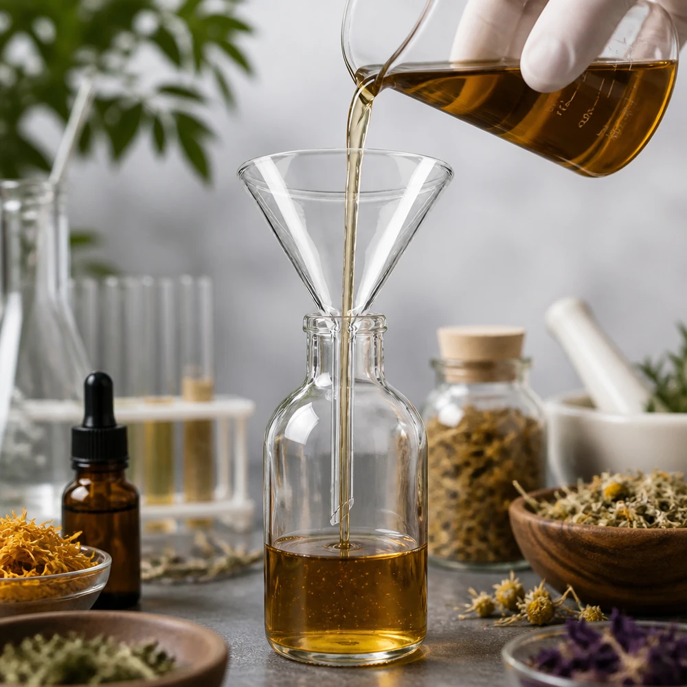 Glazen trechter Ø 75mm - borosilicaat 3.3 - 60° hoek Hittebestendige trechter van borosilicaatglas 75 mm met een hoek van 60° voor keukentoepassingen en aromatherapie