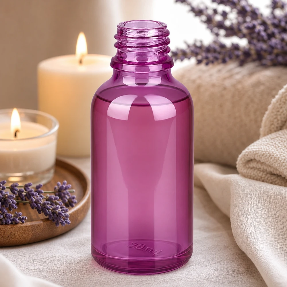 30ml apothekersfles PurpleLine UT18/30 UNiTWIST PurpleLine violet glazen fles 30ml met robuuste wanddikte voor veilig bewaren