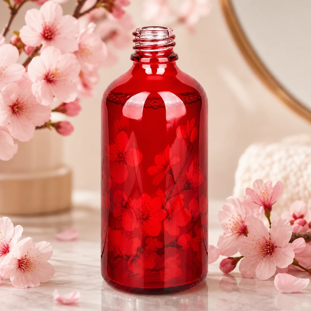 Apothekersfles 100ml RedLine UT18/100 UNiTWIST 100 ml rode glazen fles RedLine met brede body en optimale stabiliteit