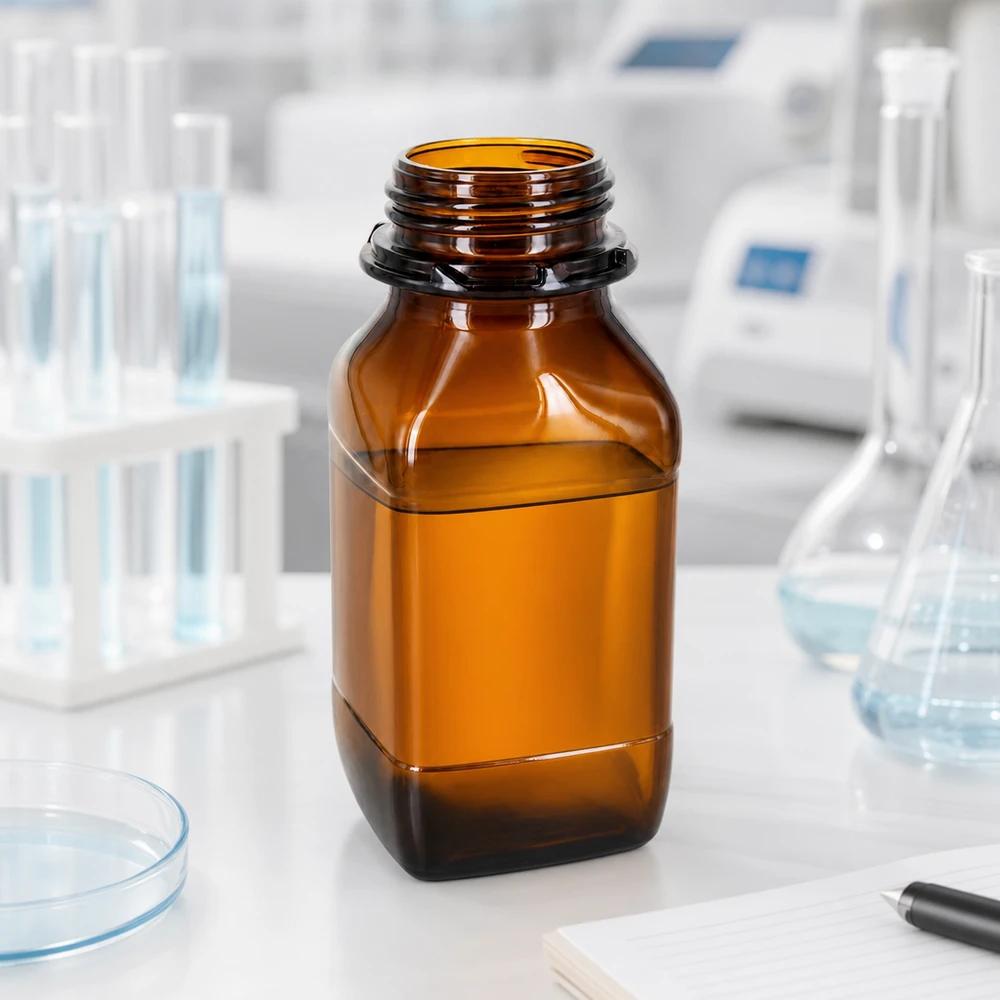 Voorraadfles van 500 ml van bruin glas – uw betrouwbare bescherming voor waardevolle stoffen Bruine 500ml laboratoriumfles met wijde opening voor eenvoudig vullen van chemicaliën