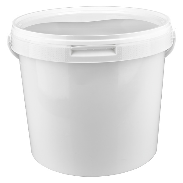 5,6 liter emmer van wit PP plastic met deksel 5,6 liter emmer van wit PP plastic met deksel