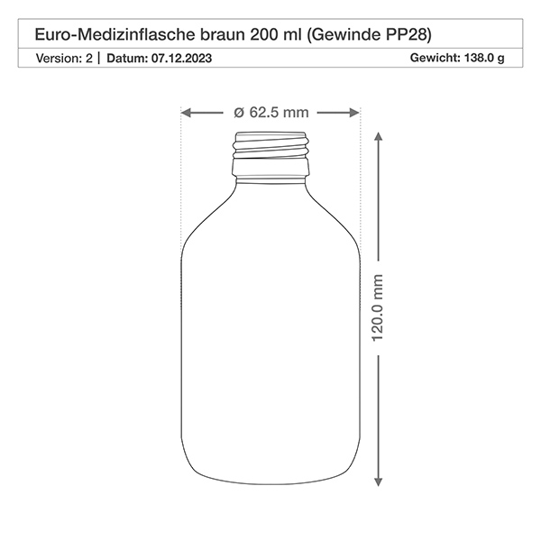 200ml Euro-medicijnfles bruin