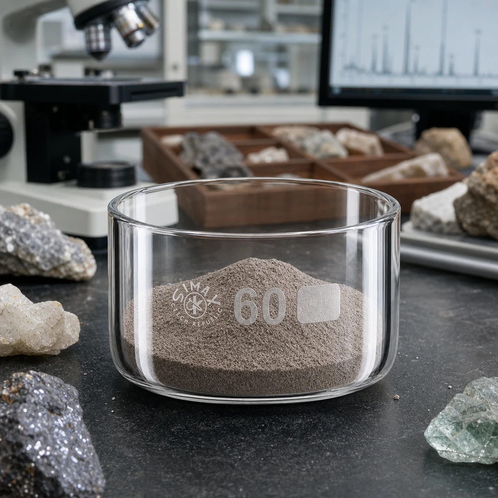 Lage kristallisatieschaal van 60 ml zonder tuit, met steenpoeder voor mineralogisch onderzoek