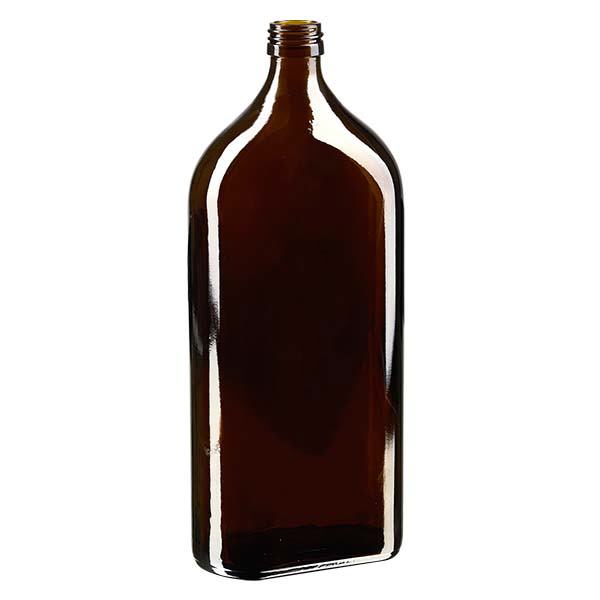 1000 ml bruine meplatfles met PP 28 monding 1000 ml bruine meplatfles met PP 28 monding
