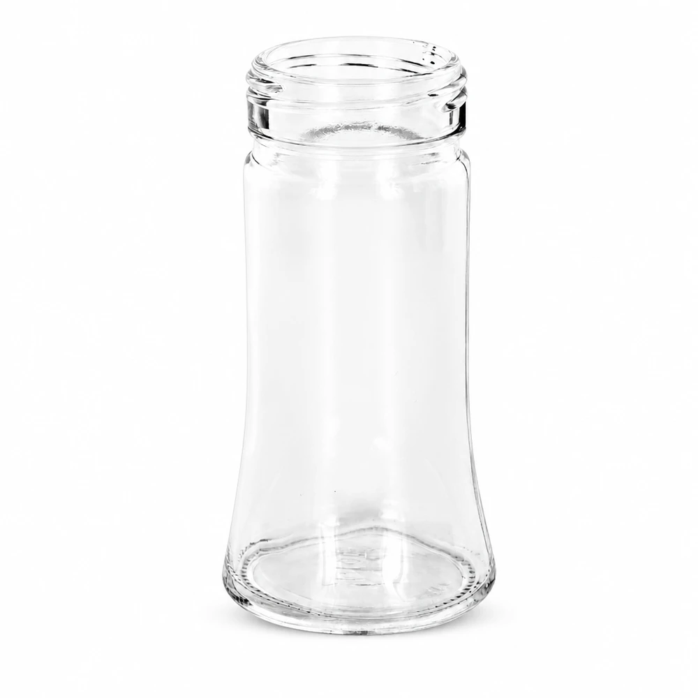 Doorzichtig vervangingsglas voor zoutstrooier Bobby 95 ml met stevige bodem en smalle hals