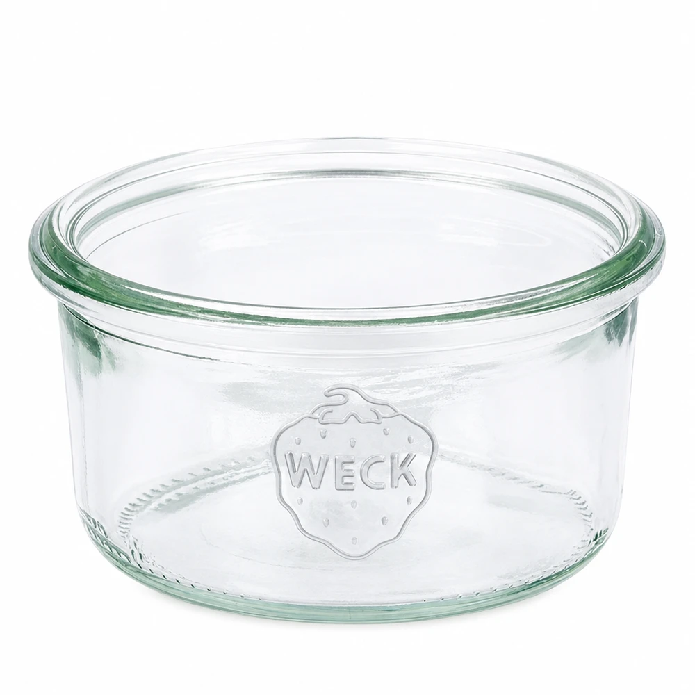 WECK RR80-pot van 165 ml WECK 165ml RR80 mason jar van helder glas met reliëflogo voor conserveren en bewaren