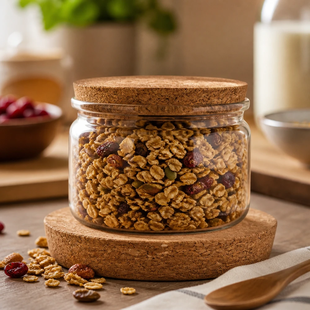Kurk voor opening 94mm WECK RR100 (ø97/90, H=20mm) WECK RR100 kurk applicatie Muesli voorraadpot met noten gedroogd fruit luchtdichte opslag kurk deksel 94mm