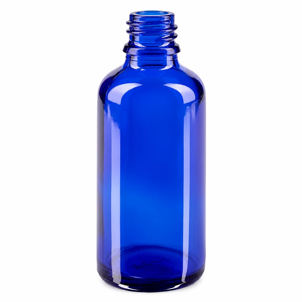 Blauwe glazen fles 50ml Blauwe glazen fles met een inhoud van 50 ml - klassiek apothekersontwerp van ApoGlas
