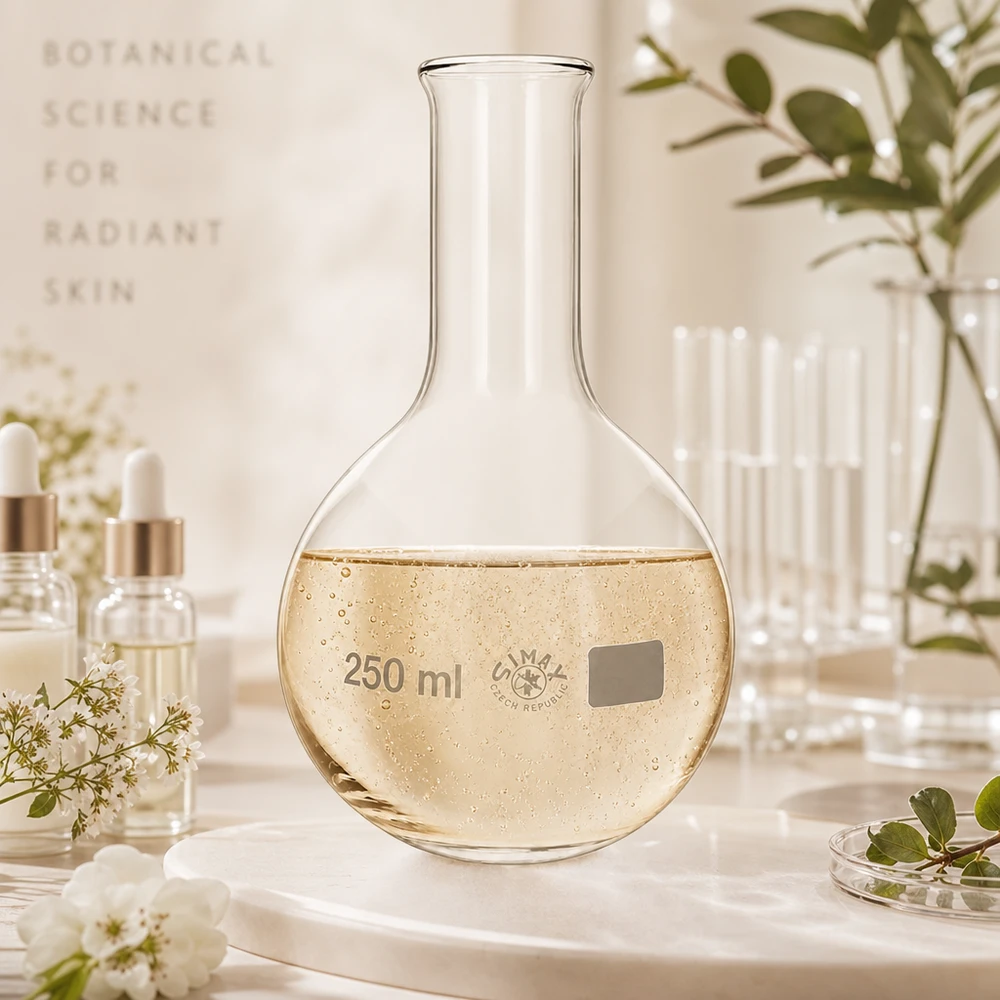 Platbodem kolf 250ml nauwe hals borosilicaat met afgeronde rand Smalhalskolf 250ml van helder glas voor botanische extracten en distillaties