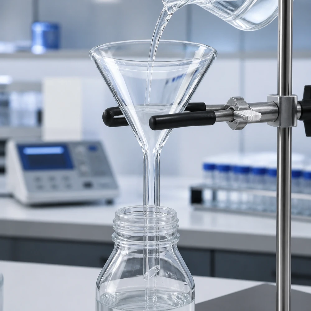 Glazen trechter Ø 50mm - kalk-soda-glas - 60° hoek Glazen trechter met een hoek van 60 graden 50 mm gemaakt van soda lime voor optimale vloeistofoverdracht in het laboratorium