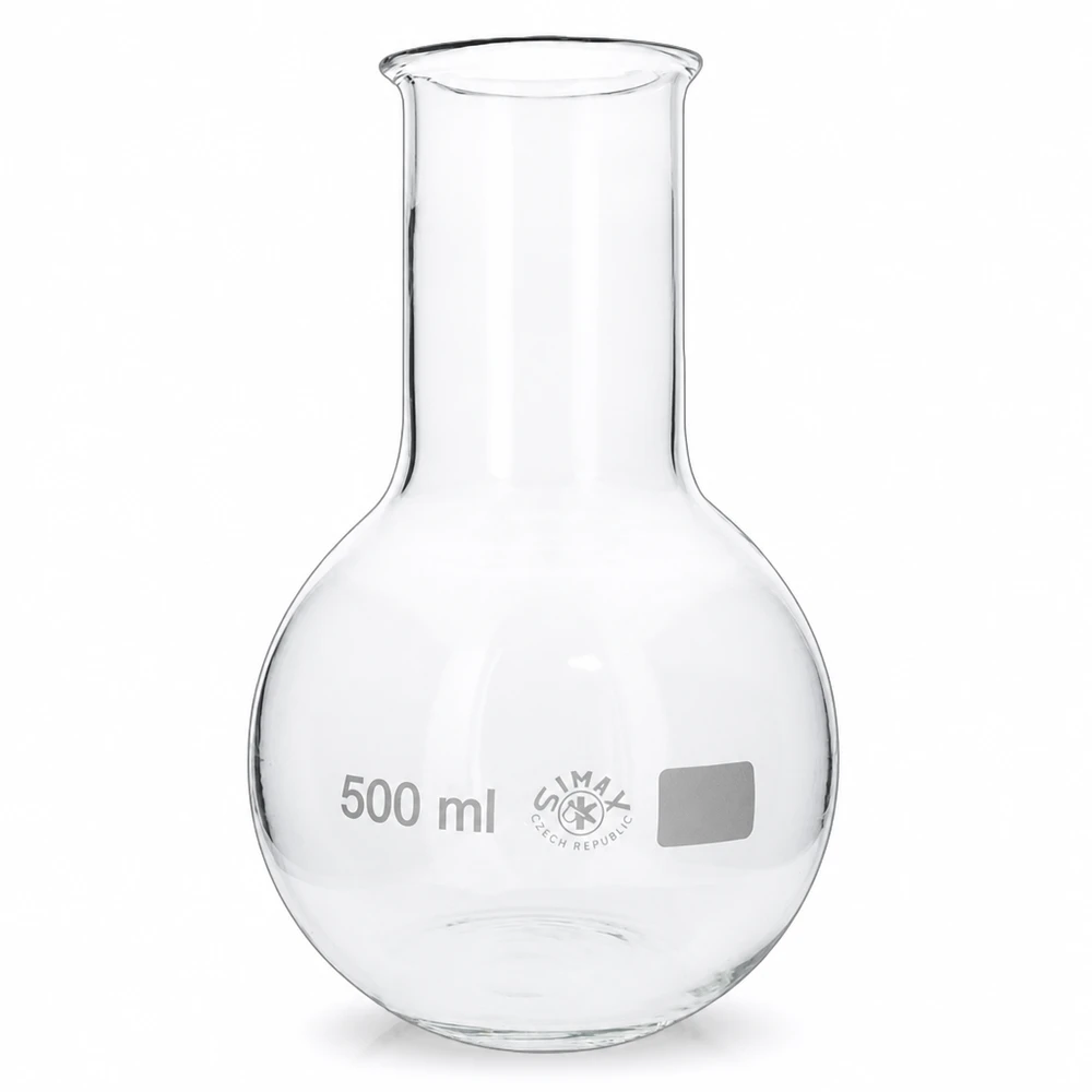 Platbodem kolf 500ml wijde hals borosilicaat met afgeronde rand Grote erlenmeyer van 500 ml met brede opening voor eenvoudig vullen en schoonmaken
