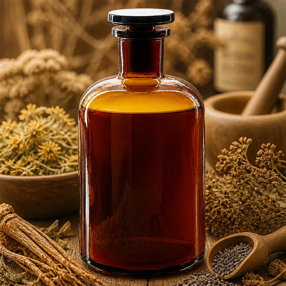 Apothekersfles 500 ml nauwe hals bruin glas incl. glazen stop Hoogwaardige fles met ronde schouder, 500 ml, bruin, smalle hals, glazen stop, voor natuurgeneeskundige toepassingen