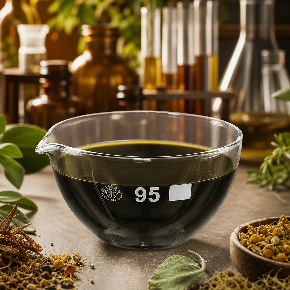 Indampschaal 170ml van borosilicaatglas met schenktuit Zuurbestendig verdampingsbakje van 170 ml met praktische schenktuit van speciaal glas