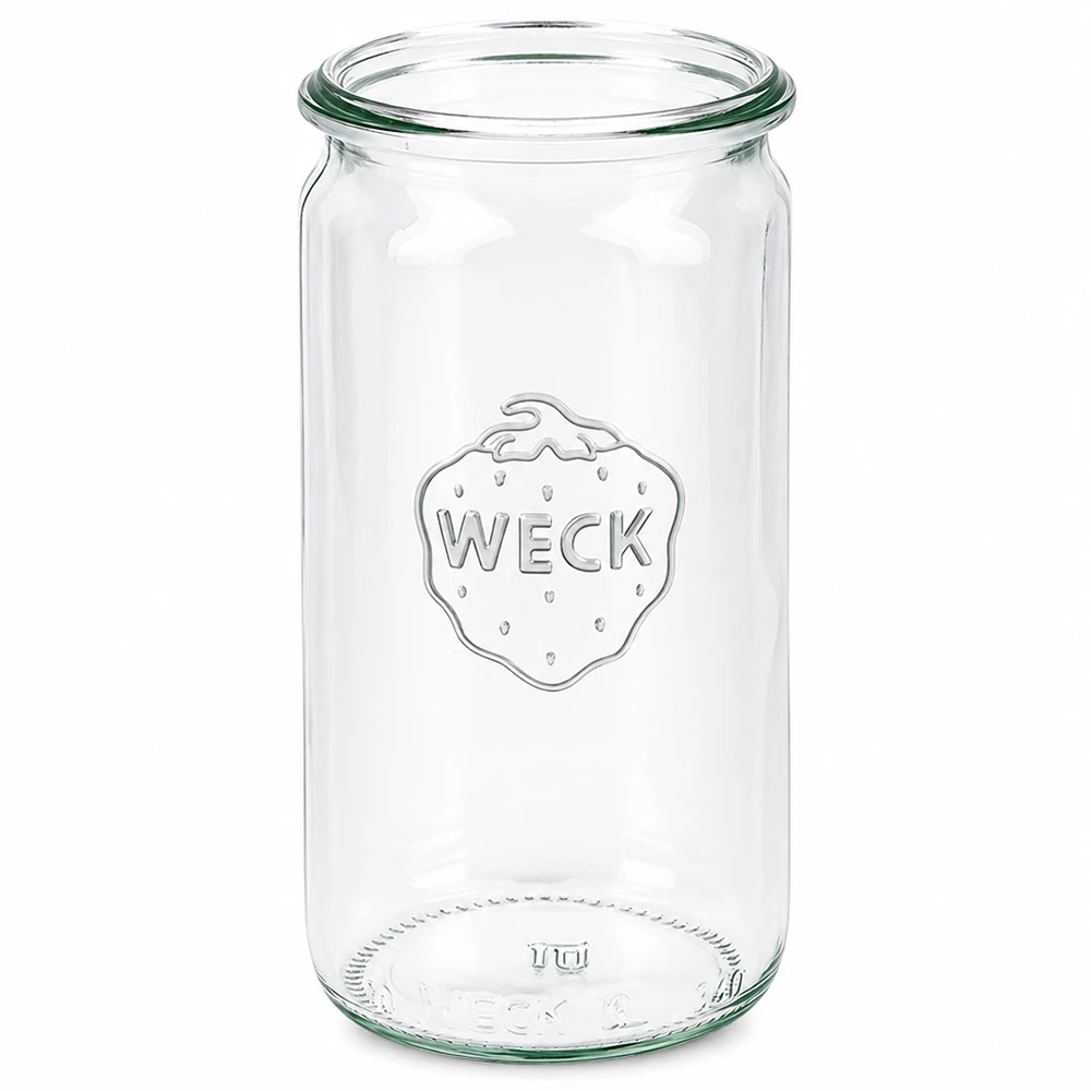 WECK RR60 glazen cilinderpot van 340 ml WECK inmaakpot 340ml RR60 inmaakpot transparant met WECK logo voor inmaken en bewaren