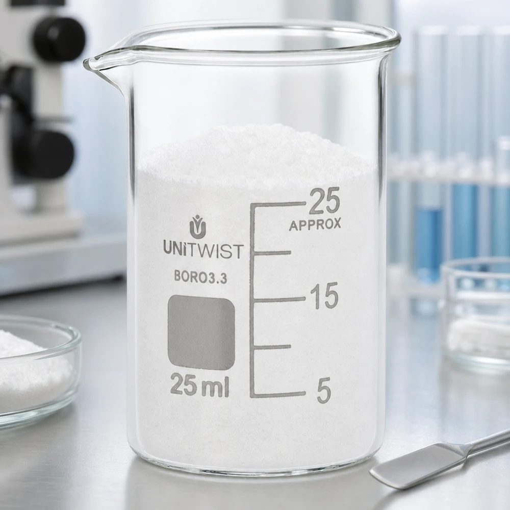 Beker 25ml borosilicaat, lage vorm UNiTWIST UNiTWIST 25 ml bekerglas, laag model, voor het opvangen van poeder en vaste stoffen in het laboratorium