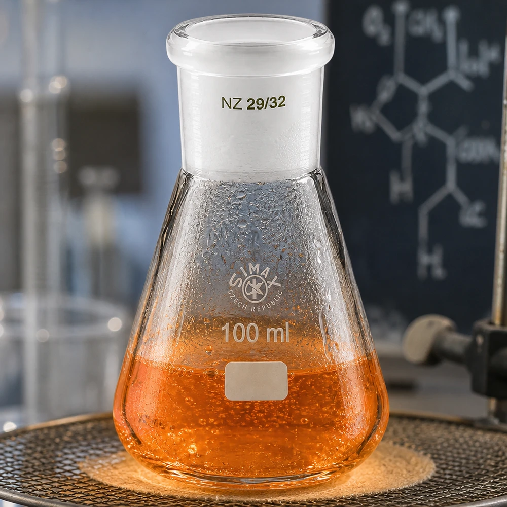 Erlenmeyer 100 ml wijde hals borosilicaat met slijpstuk 29/32 Erlenmeyer 100 ml wijde hals borosilicaat met slijpstuk 29/32
