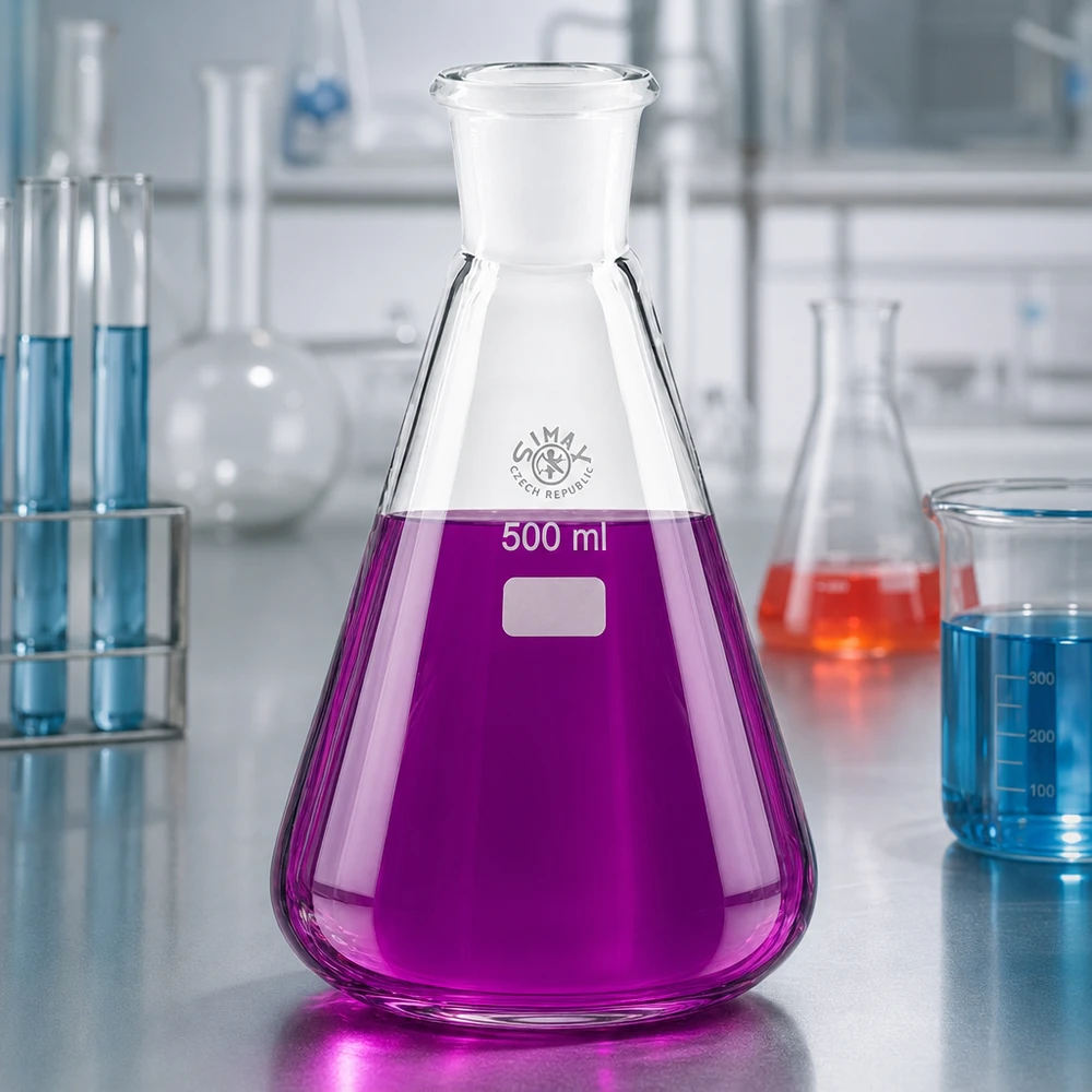 Erlenmeyer 500ml nauwe hals borosilicaat met slijpstuk 29/32 Professionele glazen kolf van 500 ml met ingeslepen glazen stop voor veilige laboratoriumprocessen