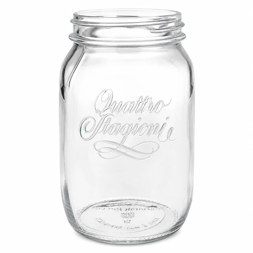 1000ml huishoudglas "Quattro Stagioni" 1000ml Quattro Stagioni inmaakpot van helder glas met schroefdraad voor inmaken en bewaren