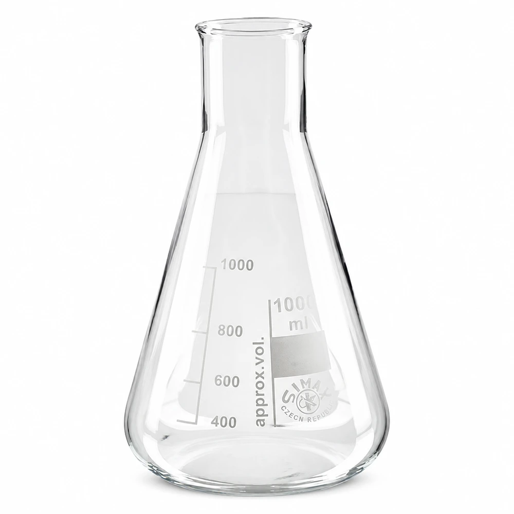 Erlenmeyer 200ml wijde hals borosilicaat met afgeronde rand Compacte laboratoriumkolf van 200 ml met conische vorm en brede opening voor veilig gebruik