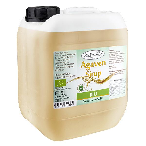 5000 ml biologische agavesiroop in blanke jerrycan 5000 ml biologische agavesiroop in blanke jerrycan