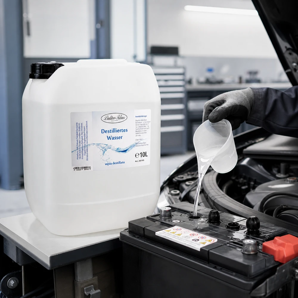10 liter gedestilleerd water - Aqua dest in blanke premium jerrycan van Doktor Klaus Hochreines destilliertes Wasser Doktor-Klaus 10L für Kühlsysteme und Batteriewartung im Auto